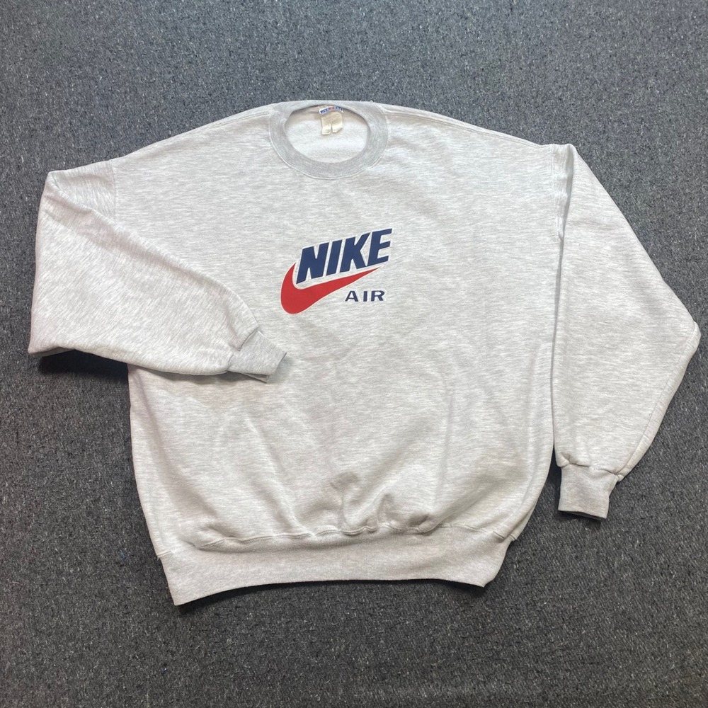 Nike Air Sweatshirt Sz 2XL Mens Grey 90s Skater Retro Crewneck Jerzees Tag